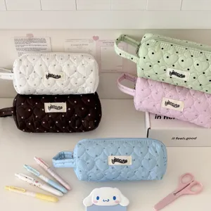 Korean ins style quilted pencil pouch large capacity portable cosmetic bag cute makeup bag