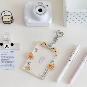Transparent cute acrylic photocard holder keychain for 3 inch polaroid photo card sleeves