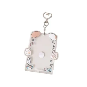 Cute Transparent Acrylic Animal Card Holder Keychain Korean Style Star Photo Protective Holder For Photo Cards Daily School Stationery Accessory