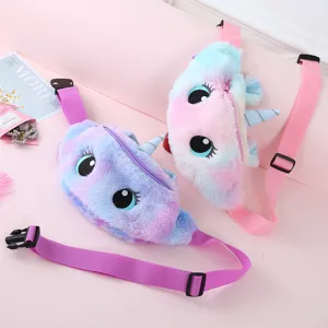 Plüsch Einhorn Hüfttasche für Kinder, bunte Regenbogen Umhängetasche für Mädchen Alltag.