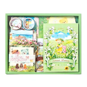 Schattig bosgroen stationery cadeaupakket set met beren notitieboek stickers tape voor journal.