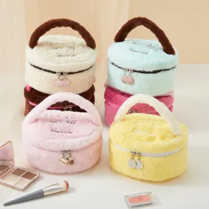 Cute plush cosmetic bag portable storage bag multi-functional makeup pouch for women girls