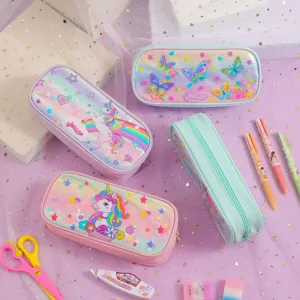Cute unicorn pencil case large capacity stationery pouch for kids school students storage