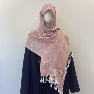 Women Ethnic Paisley Jacquard Scarf Retro Tassel Shawl Wrap Bohemian Soft Large Headscarf Spring Autumn Polyester Long Scarf