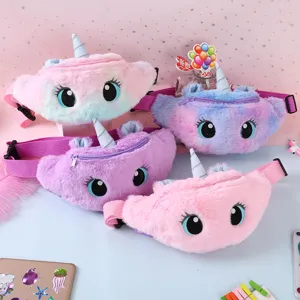 Süße Plüsch Einhorn Kinder Gürteltasche Cartoon Bestickt Brusttasche Kindlich Verstellbare Umhängetasche Für Mädchen Jungen