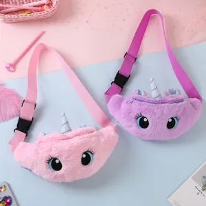 Süße Plüsch Einhorn Brusttasche für Kinder, weiche Umhängetasche mit niedlicher Stickerei.