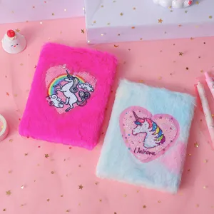 Plush sequin unicorn notebook cute cartoon diary memo book aesthetic student stationery gift