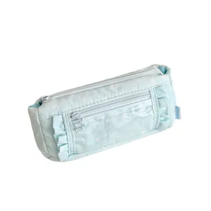 Korean style blue star pencil case cute stationery storage bag for students and girls