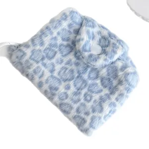 Korean plush leopard print coin purse cute mini snap wallet portable earphone bag