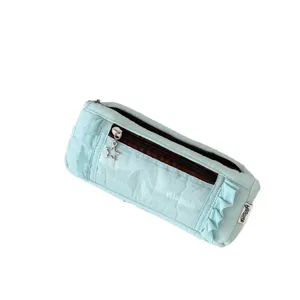 Minimalist ruffle pencil case large capacity stationery bag aesthetic makeup storage pouch