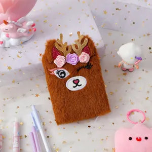 Plush deer design notebook mini memo pad cute daily journal cute stationery supplies