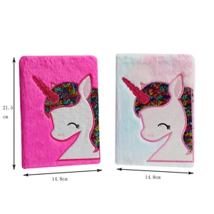 Plush unicorn notebook cute fluffy diary school stationery journal gift notepad 21.5cm