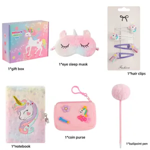 Unicorn gift box set children birthday gift stationery set cute notebook coin purse and eye mask