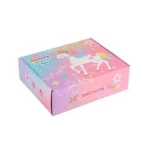 Unicorn surprise gift box for kids, colorful birthday stationery storage box and party pack.