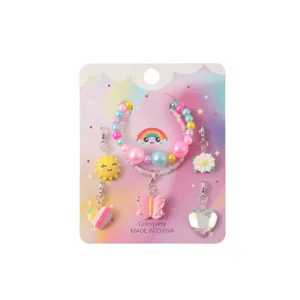 Kids colorful beaded bracelet set cute cartoon pendant DIY jewelry gift set for girls