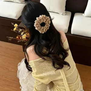 Fermaglio per Capelli da Donna Elegante Plissettato in Rete Grande Pinza Piatta per Capelli Moda Copricapo Tinta Unita Accessori
