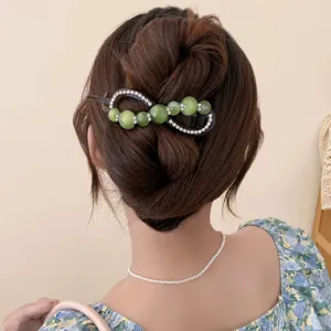 Molletta per capelli con strass e perle sfumate stile coreano elegante accessorio stile