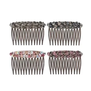 Iridescent Rhinestone Hair Comb Insert Comb For Women Elegant Crystal Hair Clip For Bangs Bun Styling Alloy Hair Accessories