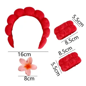 Diadema de nube pulsera spa y pinza de pelo de flor para lavado de cara maquillaje
