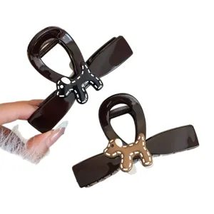 Grazioso fermaglio per capelli cucciolo accessori marroni eleganti donna ragazza