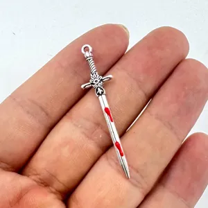 Gothic Bloeddruppel Wapen Zwaard Bedel Voor DIY Sieraden Maken Zinklegering Rood Emaille Mes Dolk Oorbel Accessoire