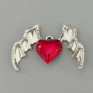 Vintage Gothic Punk Demon Wings Heart Pendant Zinc Alloy Electroplated DIY Jewelry Making Charms Accessory For Pendants