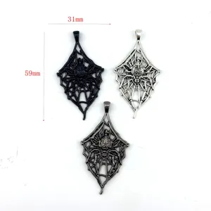 Gothic Zinklegierung Spinnennetz Anhänger Halloween Dark Punk Spinne Charm Halskette Zubehör Für Party Schmuckherstellung