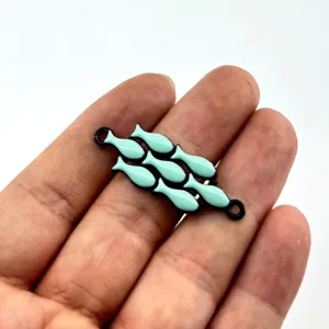 Kleine blaue Fisch Schmuckverbinder Anhänger für DIY handgefertigte Armband Halskette