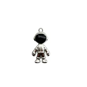 3D Astronaut Metall Anhänger Schlüsselanhänger Silber Raumroboter Taschenzubehör Geschenk