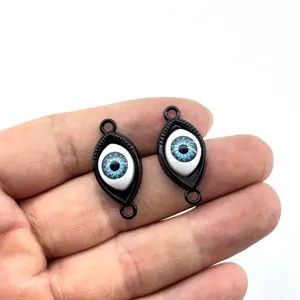 Retro alloy evil eye double loop connectors blue eye DIY jewelry pendant charms for bracelet.