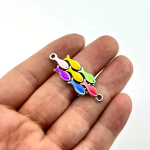 Bunte Emaillierte Kleine Fische Anhänger Verbinder für DIY Halskette Armband Schmuck