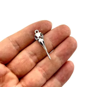 Zinc alloy bird skull pendant gothic necklace charm for DIY jewelry making supplies.