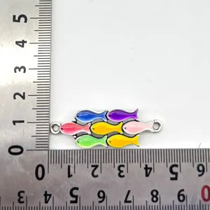 Bunte Emaillierte Fisch Schmuckverbinder DIY Armband Halskette Metall Charms Zubehör