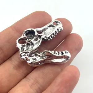 Handmade T-Rex Dinosaur Skull Pendant Silver Plated Zinc Alloy Hip Hop Punk Style Jewelry Skull Bone Fossil Shape Pendant Only