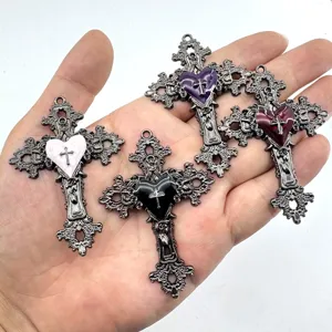 Gothic Retro Rose Kreuz Herz Anhänger Legierung Dark Punk Stil Herz Charms Für DIY Halskette Ohrringe Armband Schmuckherstellung Zubehör