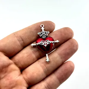DIY Legierung Vintage Goth Herz Tropföl Anhänger Zubehör für Halskette Armband Detail