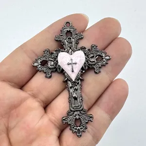 Vintage gotisch Punk Kreuz Herz Anhänger Halskette Zubehör Damen Mode Schmuck DIY Charm