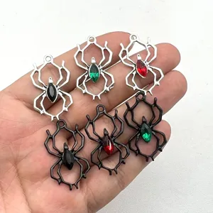 Halloween Spinne Anhänger Strass Zinklegierung Charms Für DIY Halskette Armband Herstellung Gothic Schmuckherstellung Zubehör