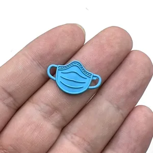 Blue mask shape alloy charm pendant detail view, perfect for DIY jewelry crafting accessories.