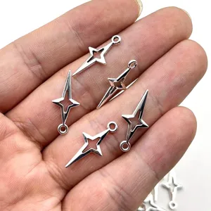 Silberstern Kreuz Legierung Anhänger Charms für DIY handgemachte Ohrringe Halsketten Schmuck