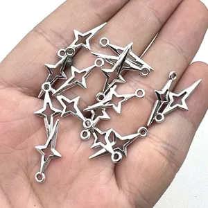 Vintage Zinc Alloy Cross Star Pendants For DIY Earrings Necklace Jewelry Making Accessories Gothic Silver Charms Pendants