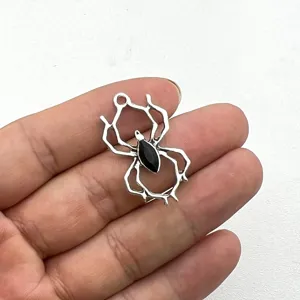 Halloween DIY Metall Spinne Anhänger mit schwarzem Stein Charm für gruseligen Schmuck