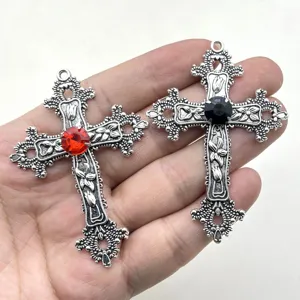 Gotischer Reben Kreuz Anhänger Zinklegierung Strass Retro Punk Hip Hop DIY Schmuckherstellung Zubehör
