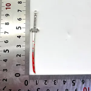 DIY Legierung Schwert Anhänger mit rotem Tropfen Emaille, Punk Stil Schmuck Charme für Ohrringe.