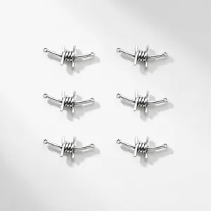 Silberfarbene Stacheldraht Metall Charms DIY Schmuckherstellung Zubehör Verbinder 6 Stk