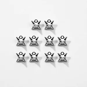 Silberne Stern Anhänger Detailansicht, Metall DIY Schmuck Accessoires für handgemachte Kette