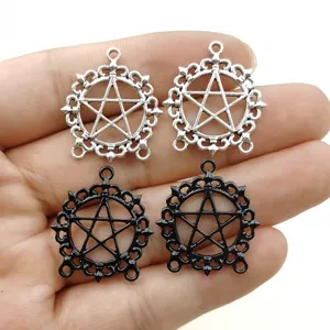 Vintage Zinklegierung Pentagramm DIY Anhänger gitterförmige Stern Schmuck für Halskette