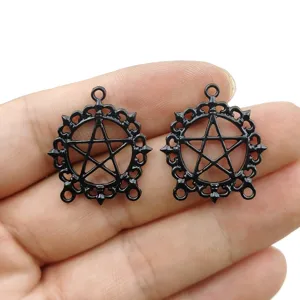 Retro Zinklegierung Pentagramm Anhänger Charms für DIY handgemachte Halsketten Ohrringe.