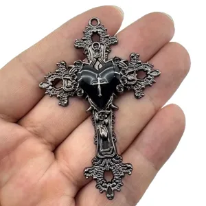 Vintage gotisch Kreuz Kreuz Herz Anhänger Punk Halskette gothic Schmuck Zubehör stilvoll