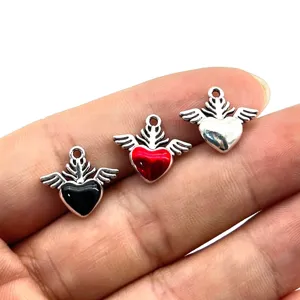 Ciondolo Ali di Cuore in Lega di Zinco Stile Punk per Creazione Gioielli Fai da Te Collana Orecchini Accessori Gothic